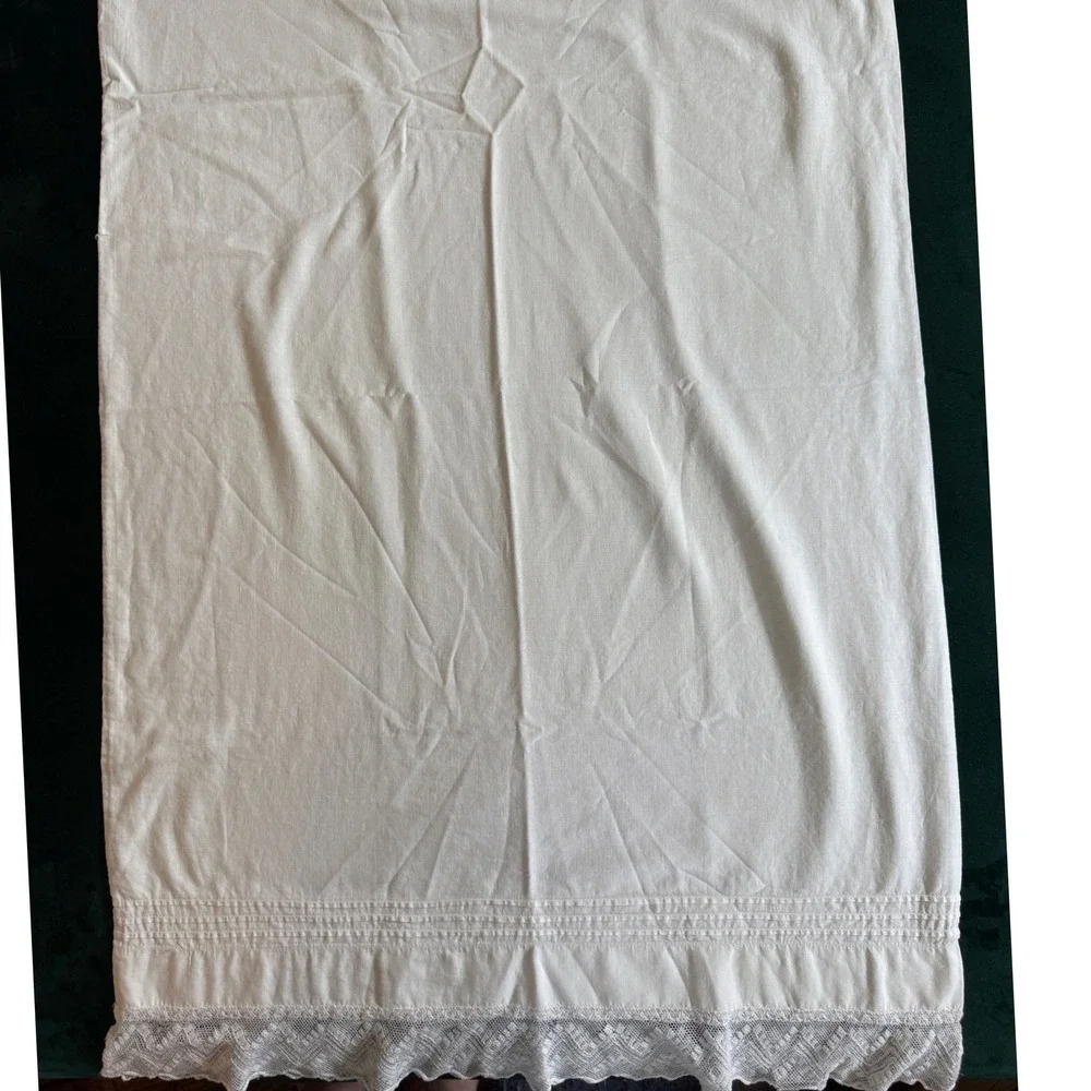 Vintage White Cotton Pillowcase Lace Trim Pin Tucks Farmhouse Bedding 22x35